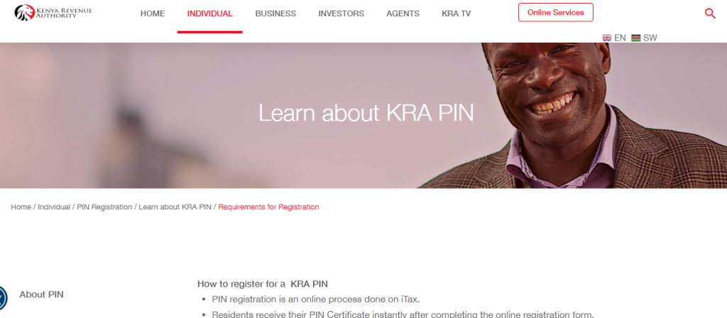 Kra pin registration